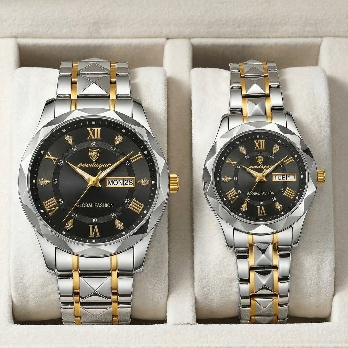 Poedagar Luxury Couple Watch